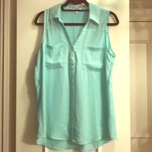 Express turquoise sleeveless Portofino shirt